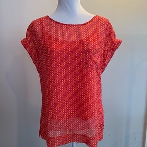 ❤️‍🔥HP❤️‍🔥 Liz Claiborne bright orange, pink and yellow summer top.  Size PM.